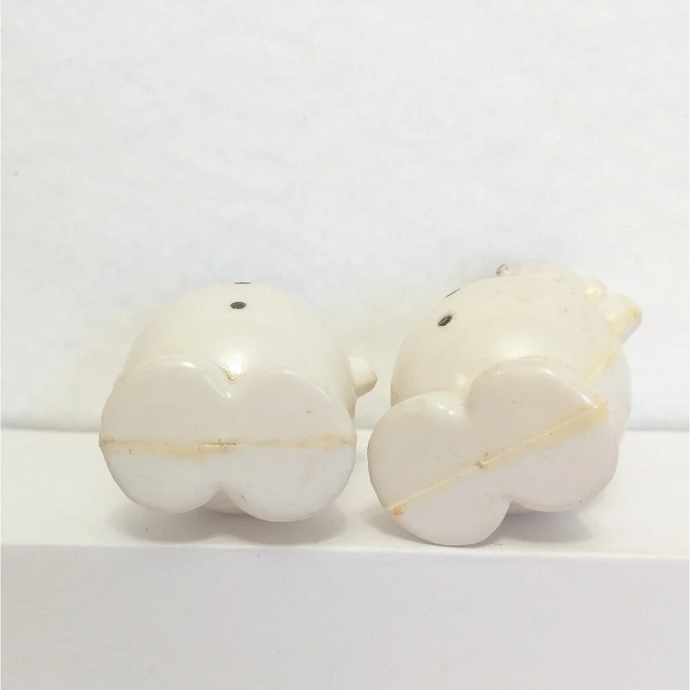 Vintage Allied Hard Plastic Snowman Christmas Ornament Set Of 2 White 1950's